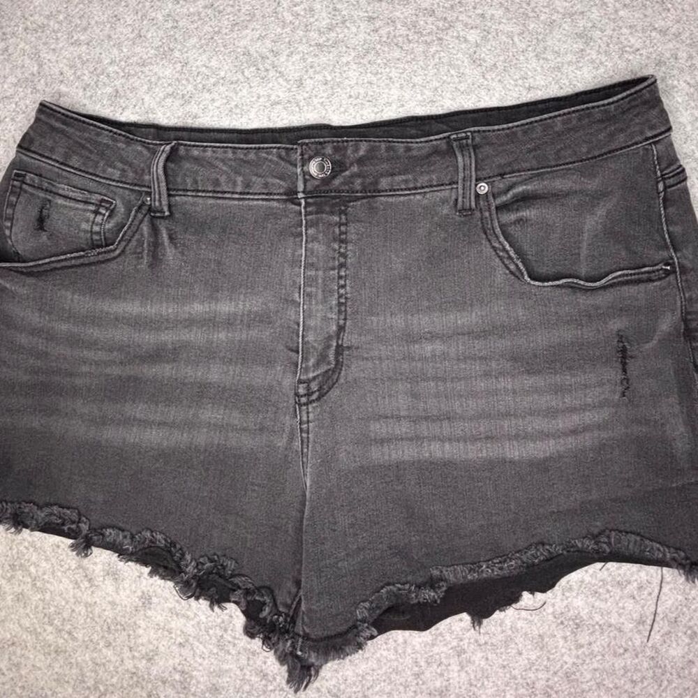 Plus Size Distressed Shorts Time-and-Tru Women's Black Size 20
